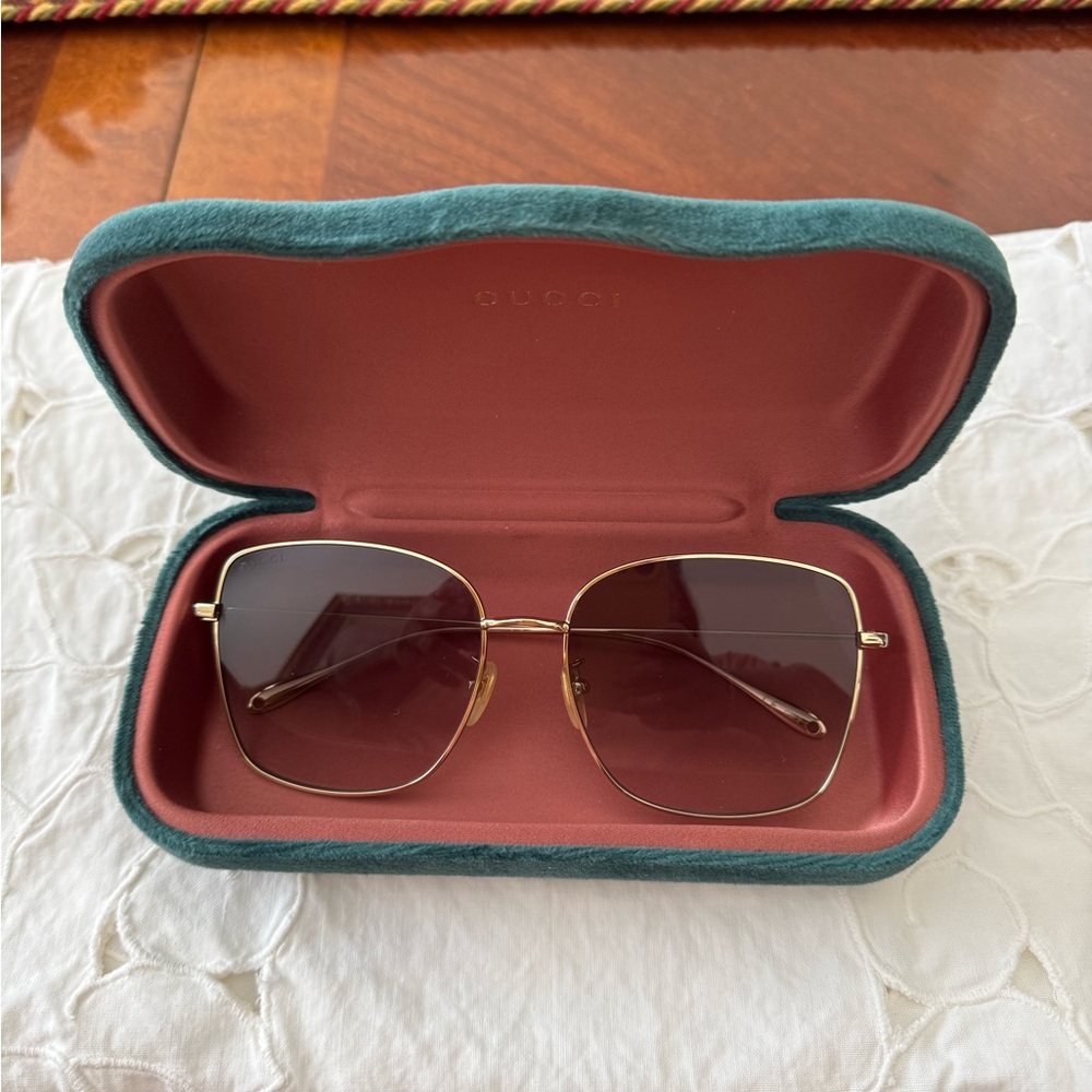 Gucci Gold Oversized Square Sunglasses
